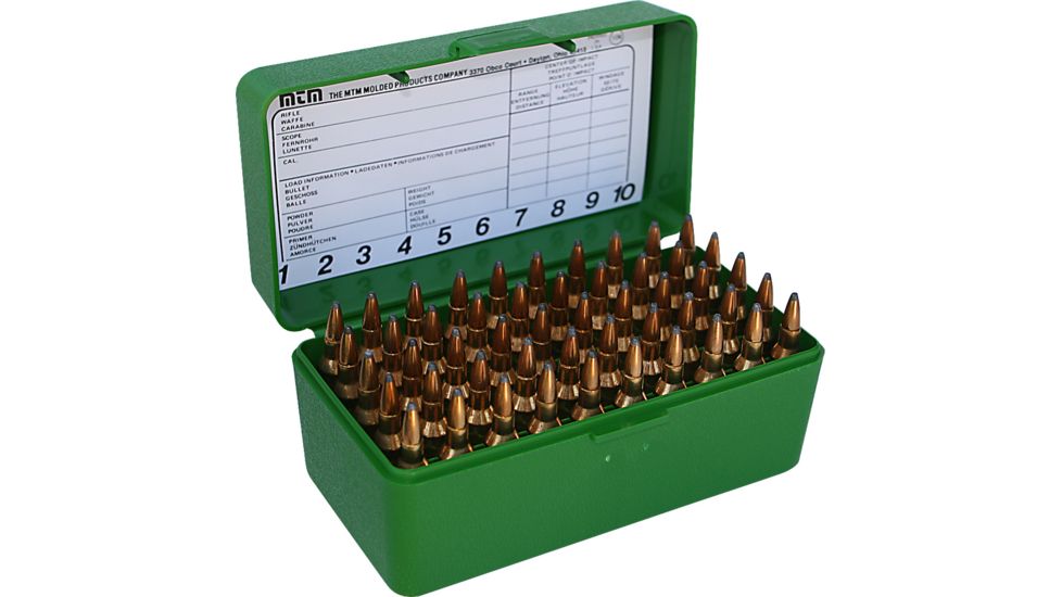 MTM Case-Gard 50 Rifle Ammo Boxes .22 Bench Rest &amp; 6mm PPC Green