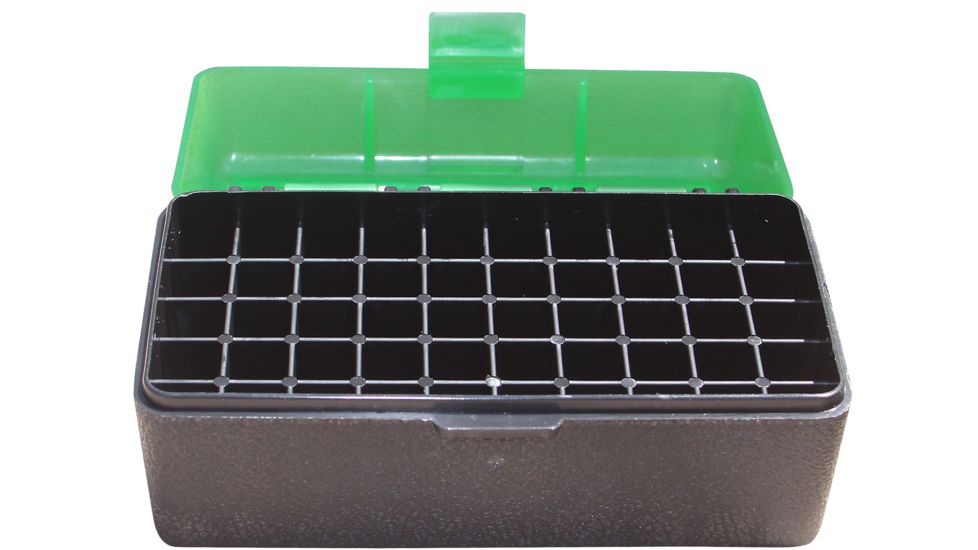 MTM Case-Gard 50 Rifle Ammo Boxes .22 Bench Rest &amp; 6mm PPC Mechanical Hinge Clear Green/Black