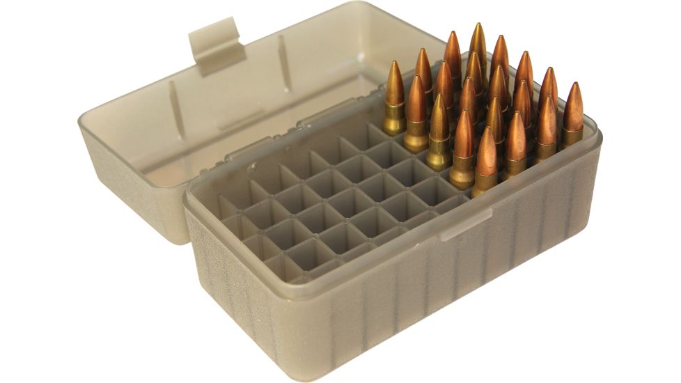 MTM Case-Gard 50 Round Flip-Top Ammo Box, .243/.308 Win/.220 Swift, Clear Smoke, RM-50-41