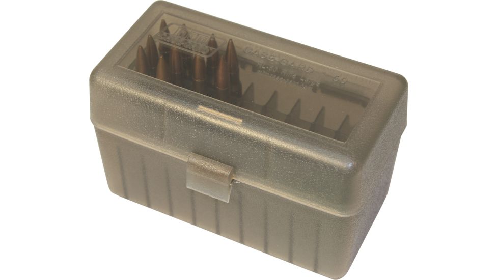 MTM Case-Gard 50 Round Flip-Top Ammo Box, 270 Win/.30-06/.25-06, Clear Smoke, RL-50-41