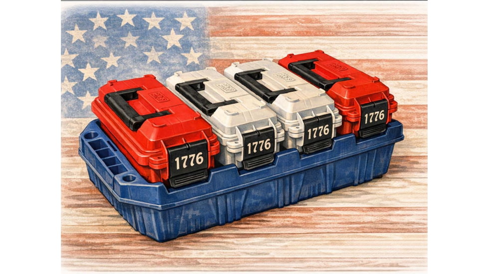 MTM Limited Edition 1776 4-Can Ammo Crate 30 Cal, Red/White, AC4C-1776