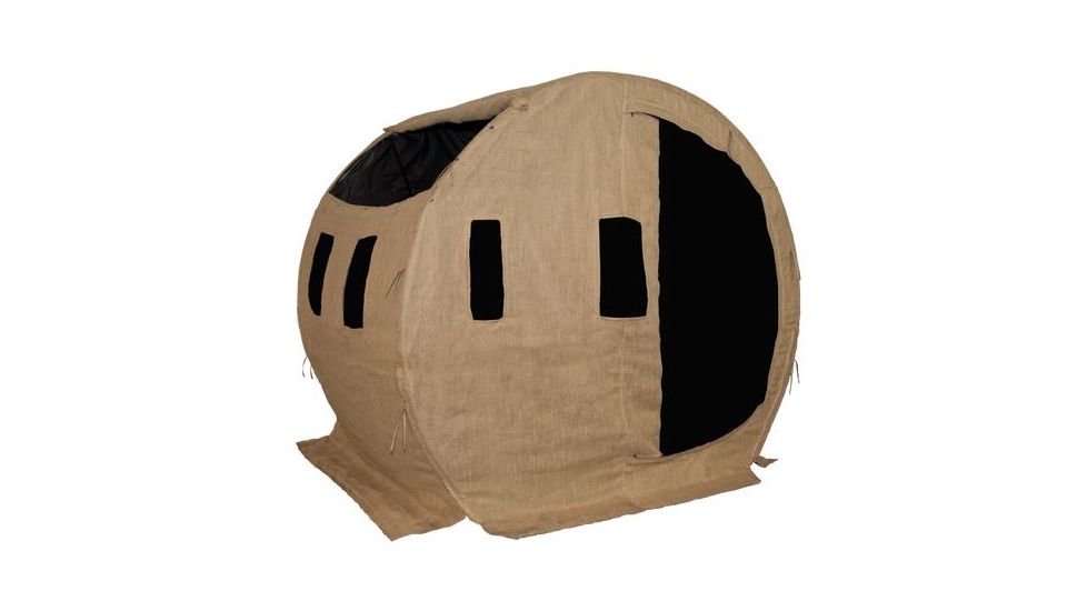 EDEMO Muddy Bale Blind, includes 4-Steel Stakes, 4-6in wide x 16in tall bungee slide, reversible window coverings, 6-12in wide x 16in tall bungee slide, reversible window coverings., Burlap MGB6000, EDEMO1