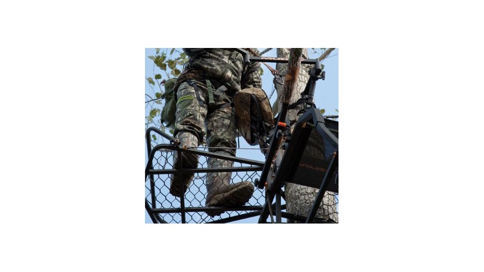 Muddy Outfitter Fixed Position, includes 1-1in Silent Cam-Buckle Strap, 1-1in Ratchet Strap, Accessory Bag, Full Body Arrest Harness, Camo, MUD-MFP3205