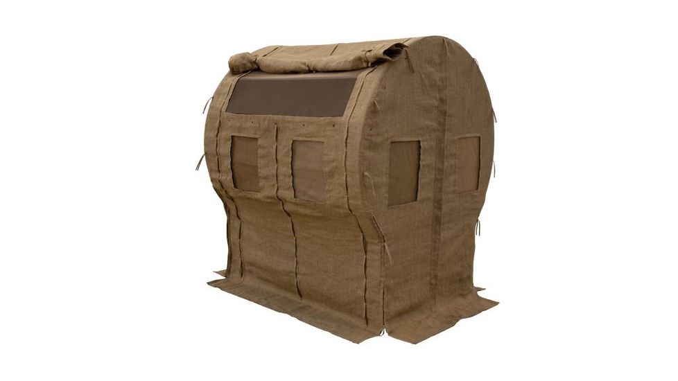 Muddy Portable Bale Blind, includes 8-12in wide x 16in tall bungee slide, reversible window coverings, Burlap MGB5800