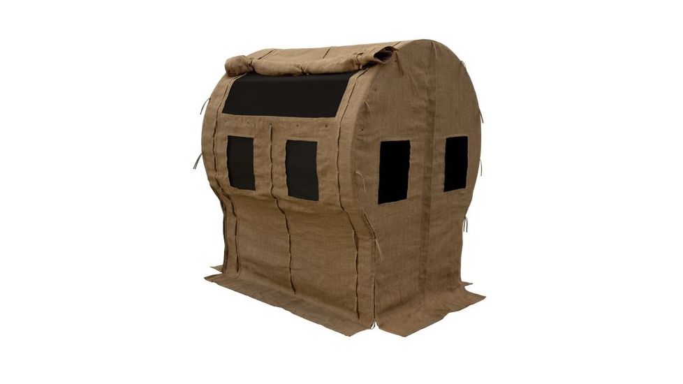 Muddy Portable Bale Blind, includes 8-12in wide x 16in tall bungee slide, reversible window coverings, Burlap MGB5800