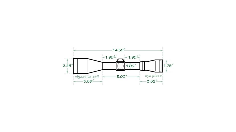 Mueller Optics 4-16x50mm AO Sport Dot Rifle Scope MU41650IGR Dimensions