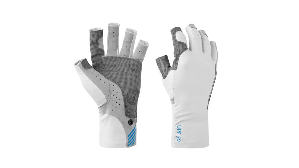 Mustang Survival Traction UV Open Finger Fishing Glove - Light Gray/Blue - Small 63103