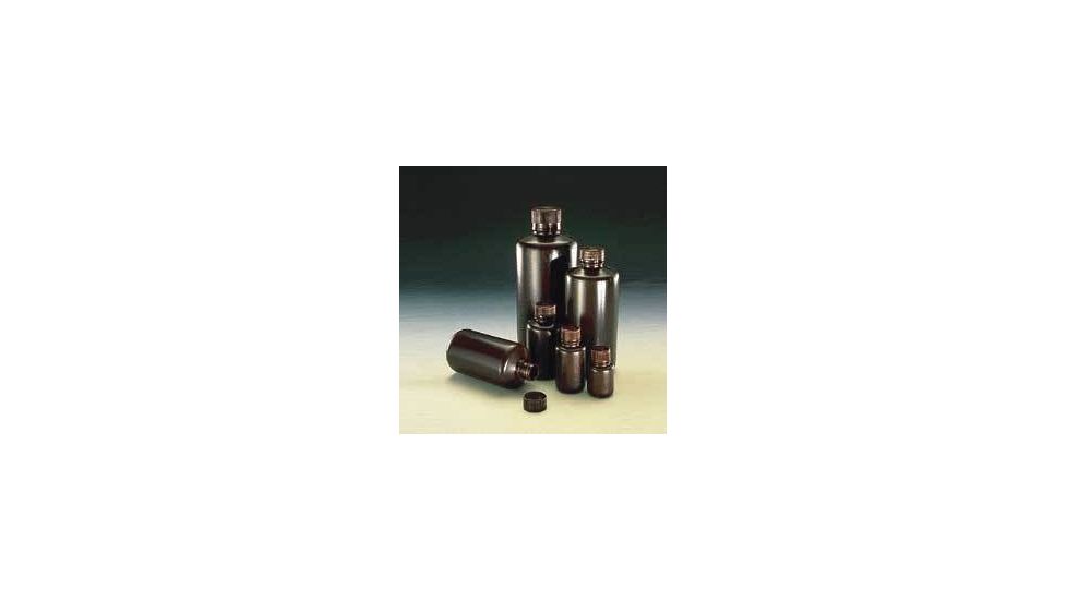 Nalge Nunc Boston Round Bottles, Amber, High-Density Polyethylene, Narrow Mouth, NALGENE 2004-9025