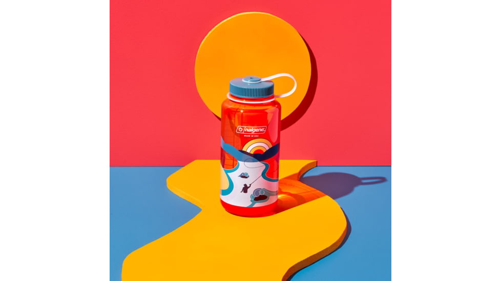 Nalgene Retro Print Wide Mouth 1 Quart Water Bottle, 32 oz, Fly Fisherman Print, 682020-0150