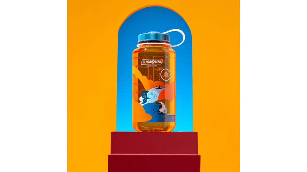 Nalgene Retro Print Wide Mouth 1 Quart Water Bottle, 32 oz, Kayaker Print, 682020-0152