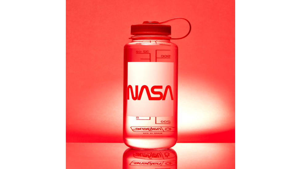 Nalgene Wide Mouth 1 Quart Water Bottle, 32 oz, NASA W/ Red Cap, 682020-0050