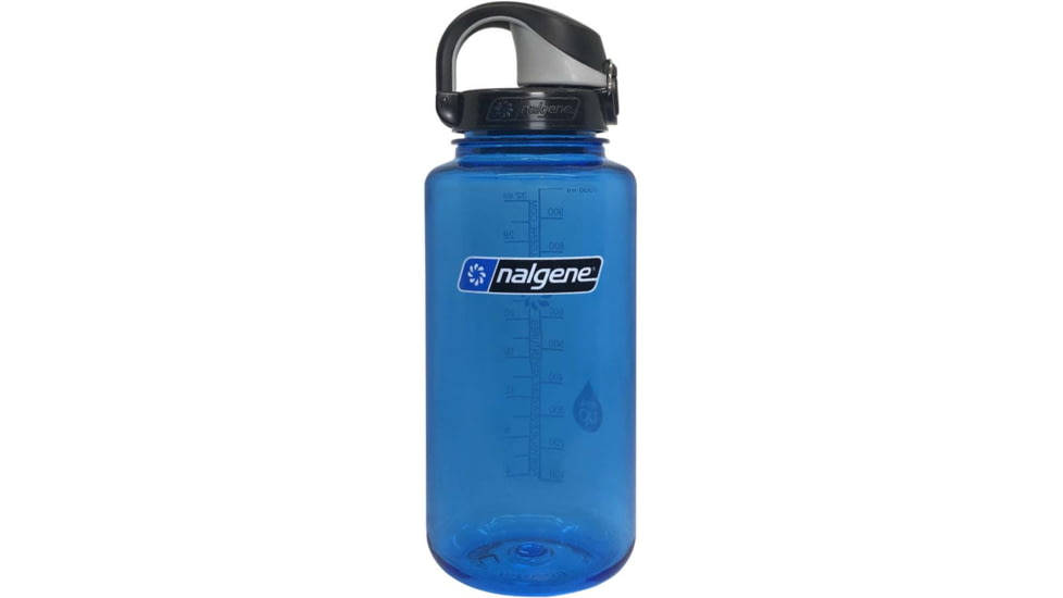 Nalgene Wide Mouth 1 Quart Water Bottle w/ Black On The Fly Cap, 24 oz, Slate, 5565-0232
