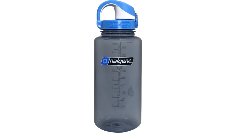 Nalgene Wide Mouth 1 Quart Water Bottle w/ Seaport On The Fly Cap, 24 oz, Gray, 5565-0132