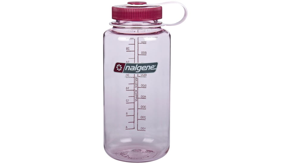 Nalgene 32oz Wide Mouth Bottle, Clear Pink w/Pink Lid, 341824