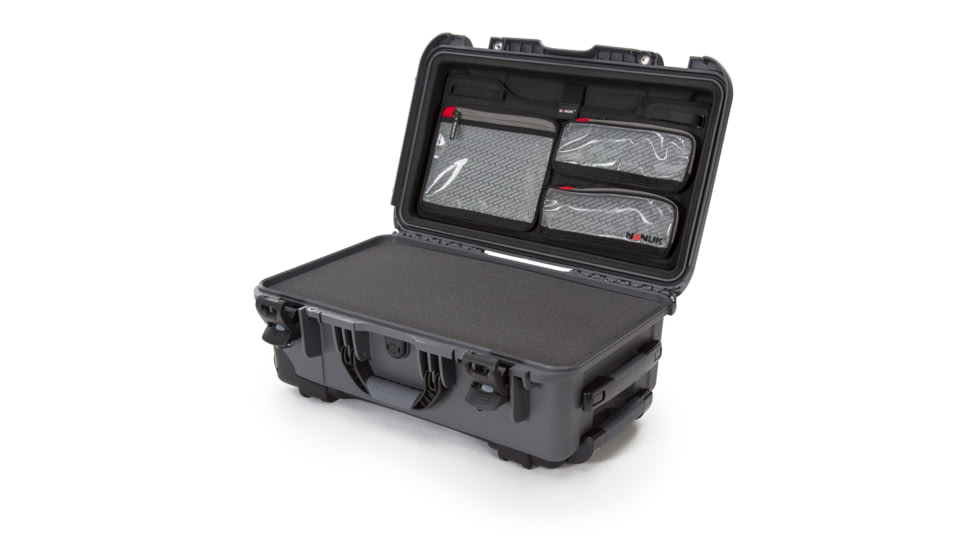 Nanuk 935 Protective Case w/ Cubed Foam / Lid Organizer, Graphite, Large, 935S-050GP-0A0