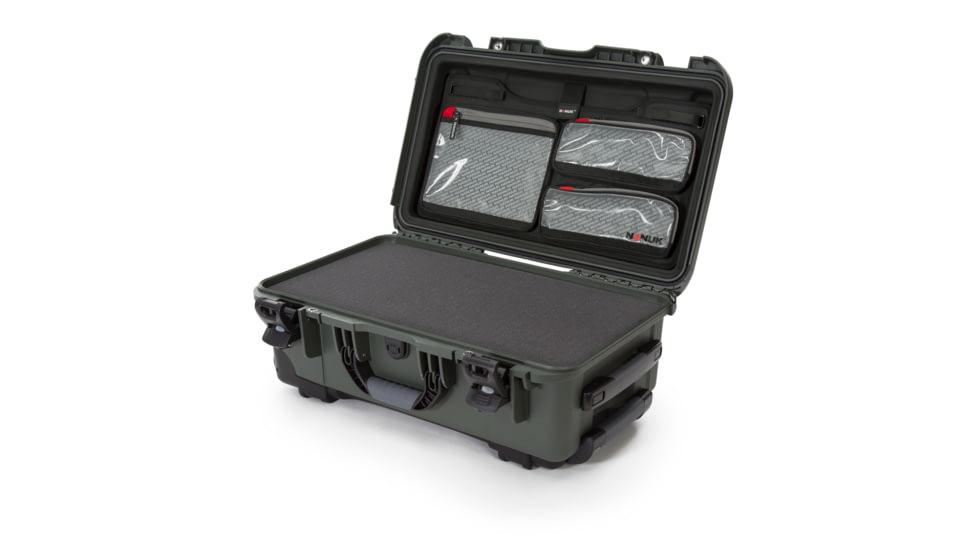 Nanuk 935 Protective Case w/ Cubed Foam / Lid Organizer, Olive, Large, 935S-050OL-0A0