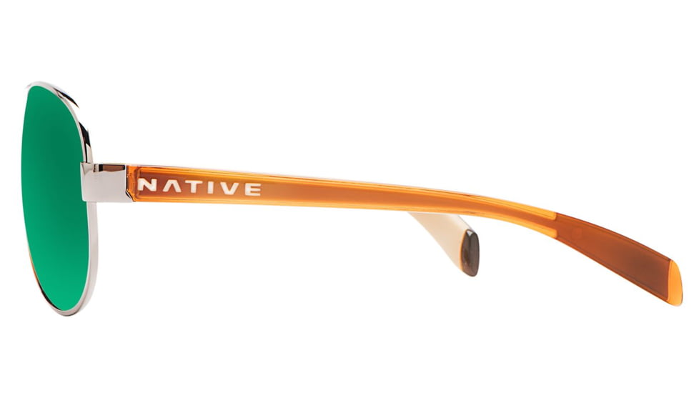 Native Eyewear Patroller Sunglasses,Chrome/Crystal Brown Frame,Green Reflex Lens,Polarized,175 397 529