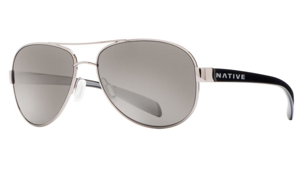 Native Eyewear Patroller Sunglasses,Chrome/Iron Frame,Silver Reflex Lens,Polarized,175 377 528