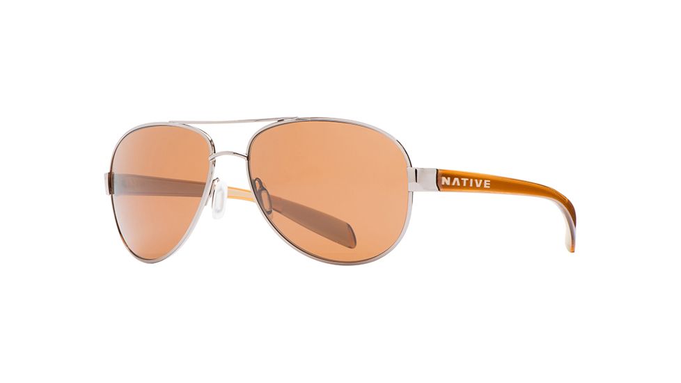 Native Eyewear Patroller Sunglasses,Chrome/Crystal Brown Frame,Brown Lens,Polarized,175 397 524