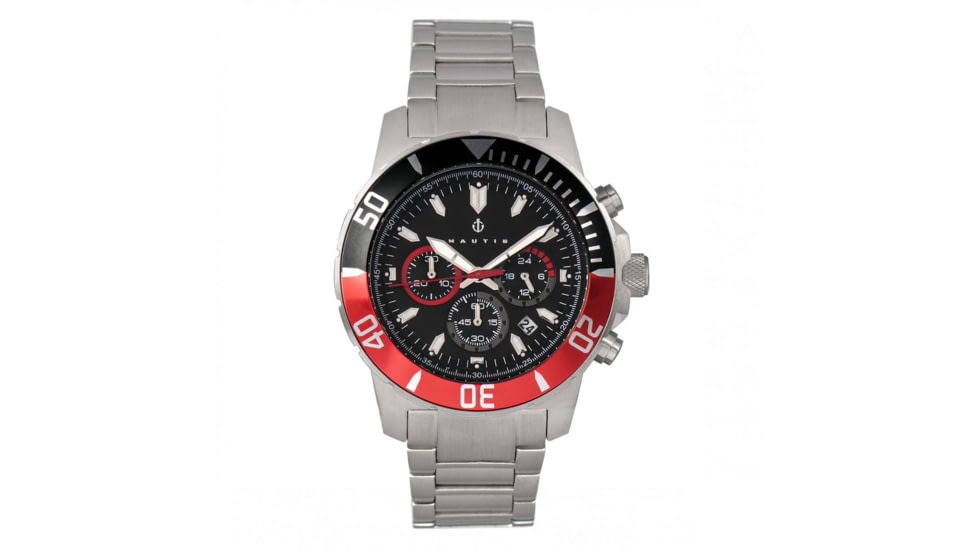 Nautis Nautis Dive Chrono 500 Chronograph Bracelet Watch, Black/Red, One Size, 17065-J