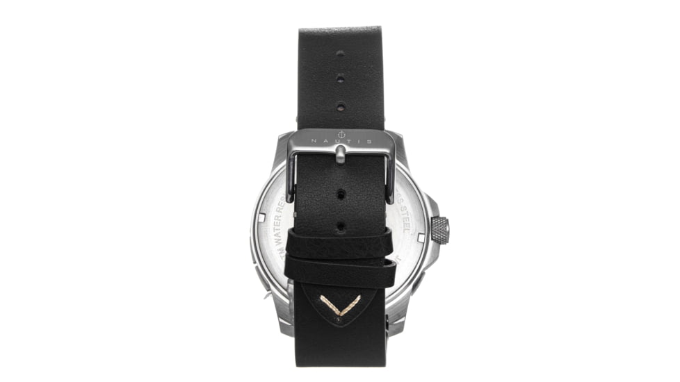 Nautis Nautis Dive Pro 200 Leather-Band Watch w/Date, Black/White, One Size, GL1909-B