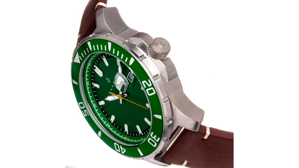 Nautis Nautis Dive Pro 200 Leather-Band Watch w/Date, Green, One Size, GL1909-F