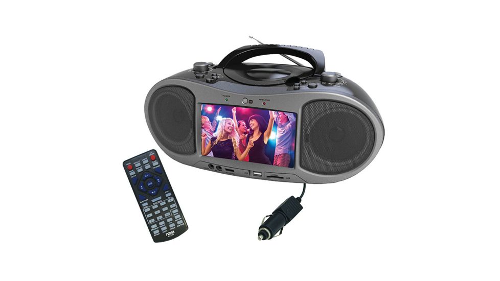 Naxa Bluetooth Dvd Boombox with Built-In 7in LCD Screen, Gray NDL256