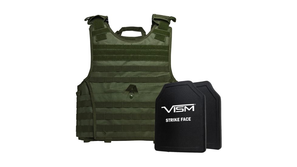 NcSTAR Expert Carrier Vest w/Two 10x12in Shooters Cut Hard PE Ballistic Panels, Green, 2XL, BPCVPCVXL2963G-A