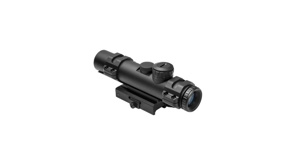 NcSTAR XRS Series 4x32 Compact Scope w/ Modular Upper Scope Rings, Black, Blue Ill. Mil-Dot/Waver SECXRSM432G