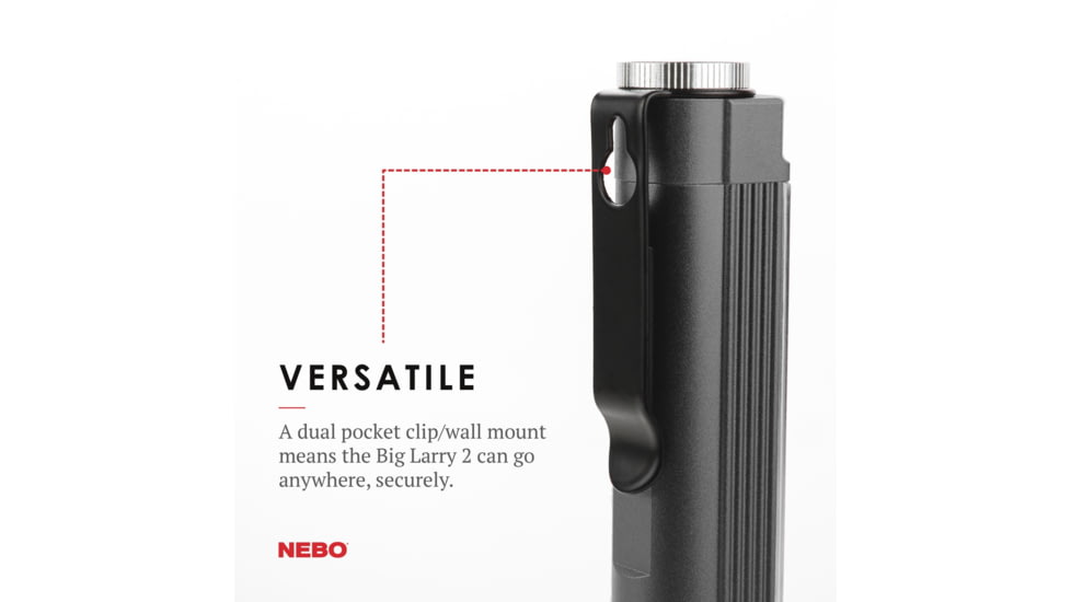 Nebo Big Larry 2 COB LED Flashlight, AA, White/Red COB, 500 Lumens, Gray, NEB-WLT-0001