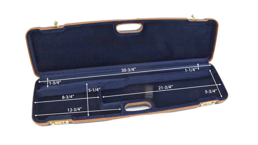Negrini OU/SxS Deluxe Hunting Shotgun Case, Navy/Tobacco Leather/Navy Interior, 1605LX/5138