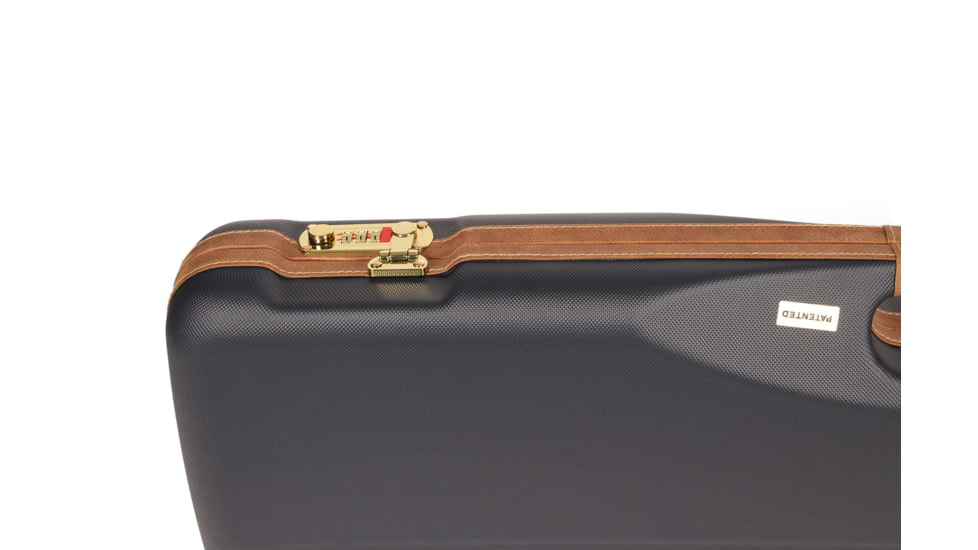 Negrini OU/SxS Deluxe Hunting Shotgun Case, Navy/Tobacco Leather/Navy Interior, 1605LX/5138