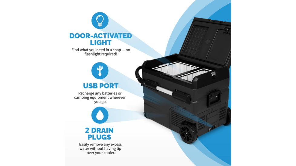 NewAir 48 Qt. Portable 12v/24v Electric Fridge/Freezer, Black, NPR048GA00