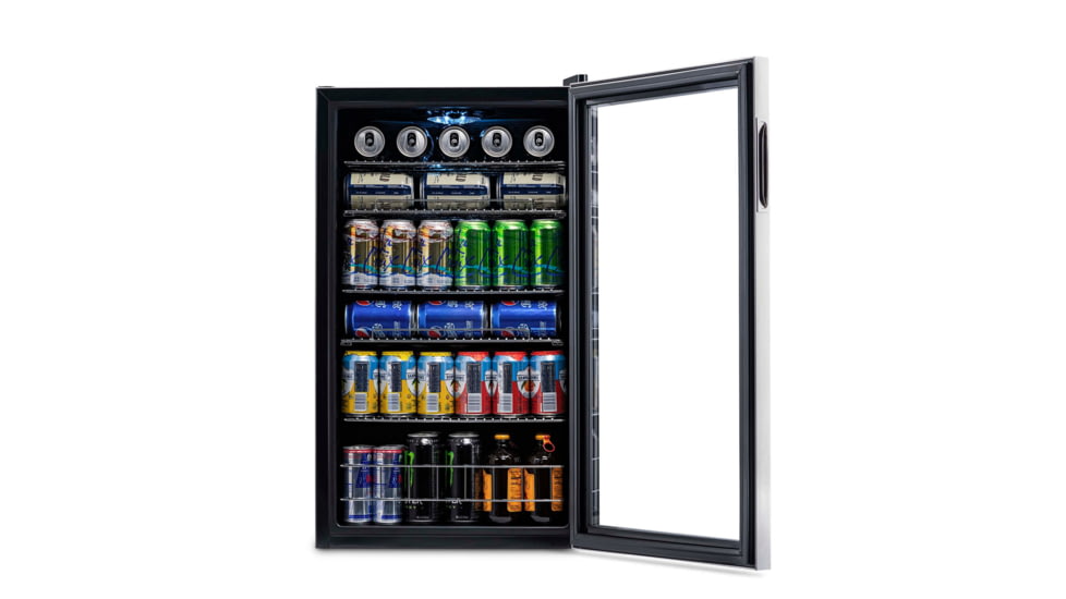 NewAir Can Freestanding Beverage Fridge - 126 Cans, Black / Stainless Steel, AB-1200
