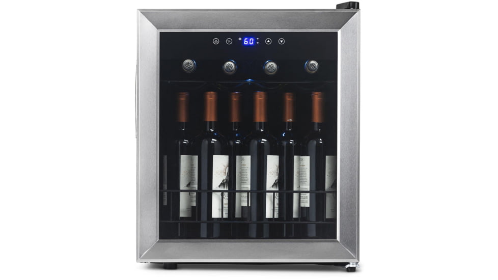 NewAir Freestanding Compressor Wine Fridge, Black / Stainless Steel, 16 Bottles, NWC016SS00