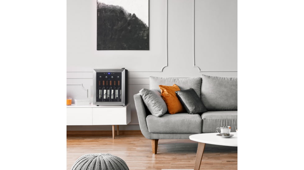 NewAir Freestanding Compressor Wine Fridge, Black / Stainless Steel, 16 Bottles, NWC016SS00