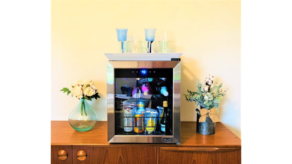 NewAir Freestanding Compressor Wine Fridge, Black / Stainless Steel, 16 Bottles, NWC016SS00