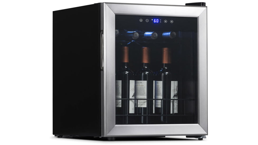NewAir Freestanding Compressor Wine Fridge, Black / Stainless Steel, 16 Bottles, NWC016SS00