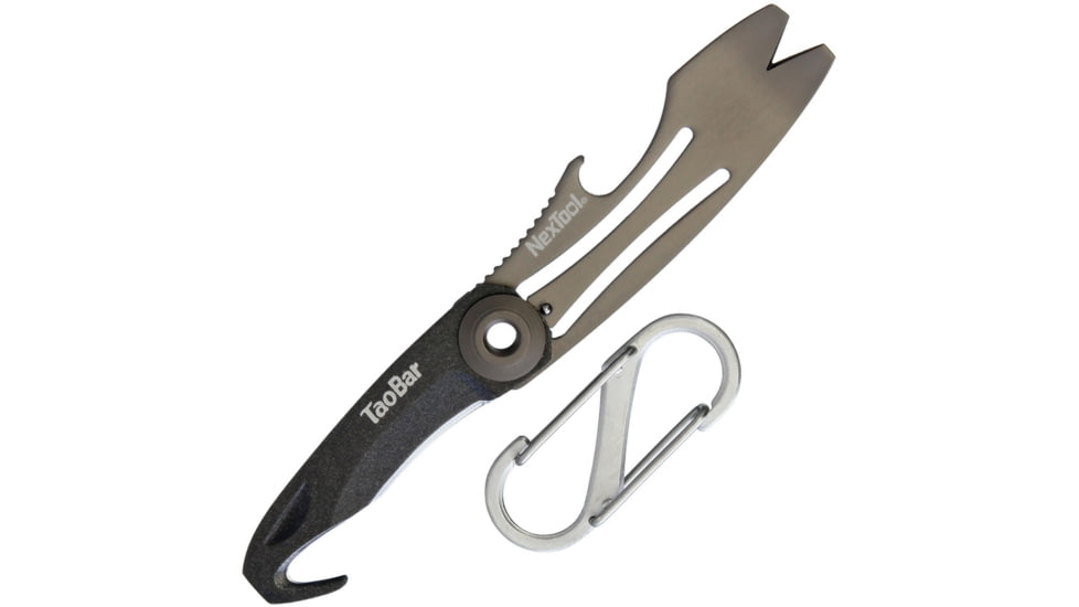 NexTool TaoBar Multi-Function EDC Tool, 2.5in Closed Framelock, Belt/Cord Cutter L Small Blade L Screwdriver Tip L Lanyard Loop L Pry Bar L Bottle Opener, Black, KT5016