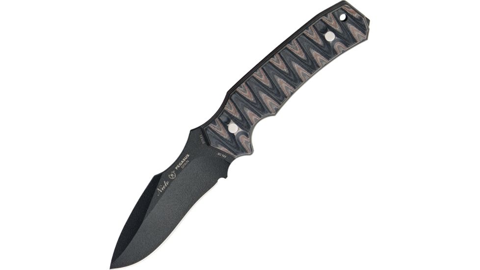 Nieto Cuchillo Pegasus Fixed Blade Knife, SS PE Black Blade, Black and Brown Handle NIE6001K