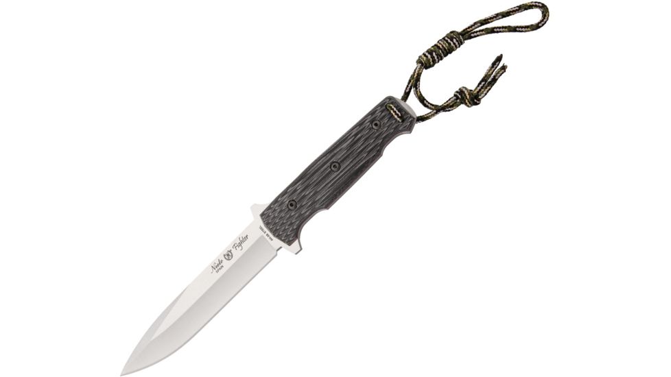 Nieto Linea Fighter Fixed Blade Knife, 5.875in, Drop Point, Black, Micarta Handle NIE13000