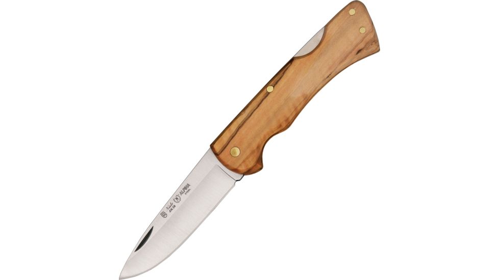 Nieto Navaja Alpina Lockback Fold Knife, SS Drop Point PE, Hardwood Olive handle NIE44