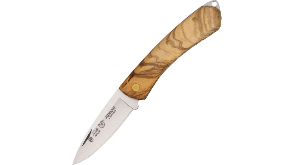 Nieto Navaja Junior Fold Knife, SS drop point Plain blade, Hardwood Olive handle NIE393