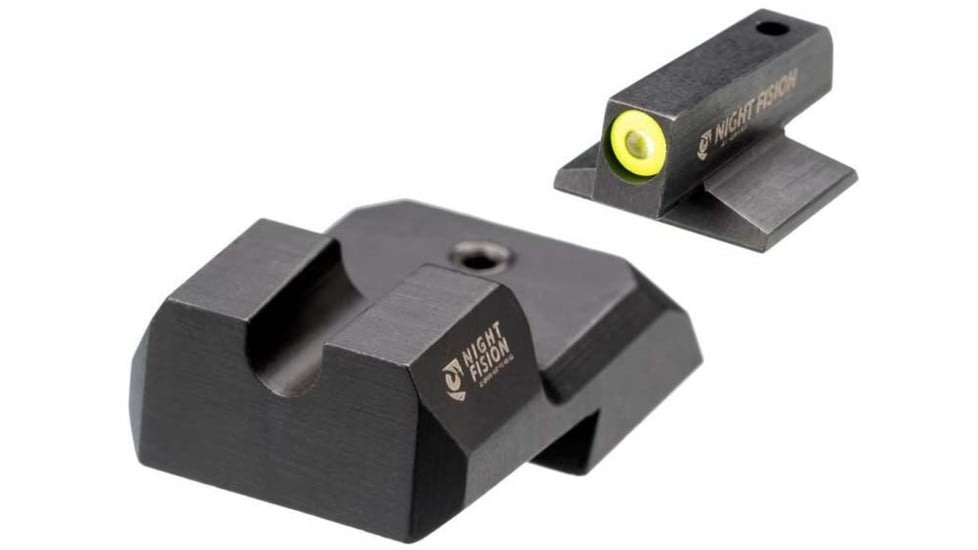 Night Fision 1911 Tritium Night Sight Set, .180 Blade Yellow Front Ring, U Notch Blank Rear, 1911-325-014-YGZX