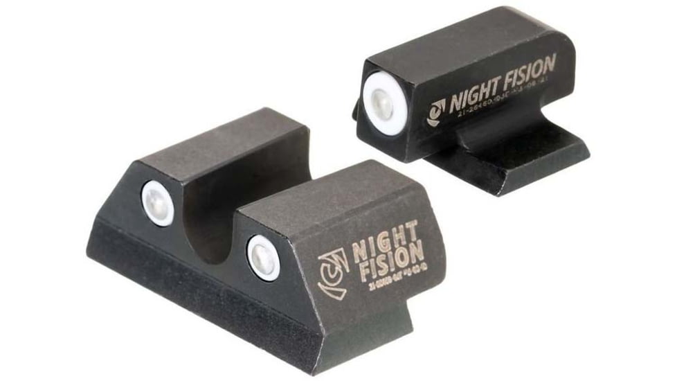 Night Fision Standard Height Night Sight Set, FN 509, White Front Ring, U Notch White Rear Rings, FNH-101-007-WGWG