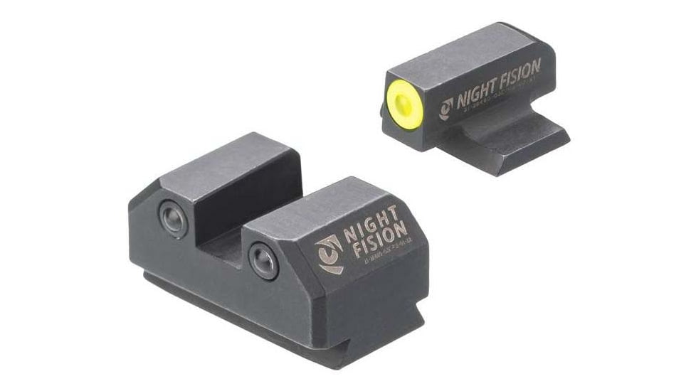 Night Fision Standard Height Night Sight Set, Ruger Max 9, Yellow Front Ring, RUG-326-003-YGZG