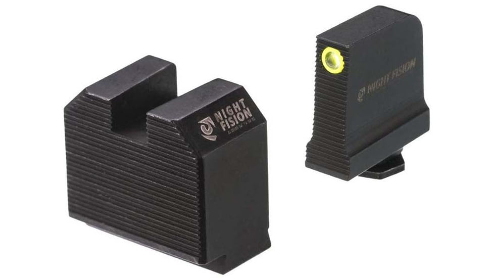 Night Fision Optics Ready Stealth Glock Night Sight Set, Glock 48 w/ RMRcc, Yellow Front Ring, Blank Rear Sight, GLK-005-465-488-YGZX
