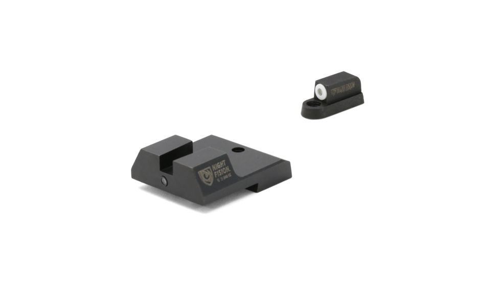 Night Fision Perfect Dot Accur8 Front Night Sights w/ Square Notch Rear for CZ-USA, White Front w/ Green Tritium - Black Rear w/ Green, fits P-10C, CZU-077-015-WGZG