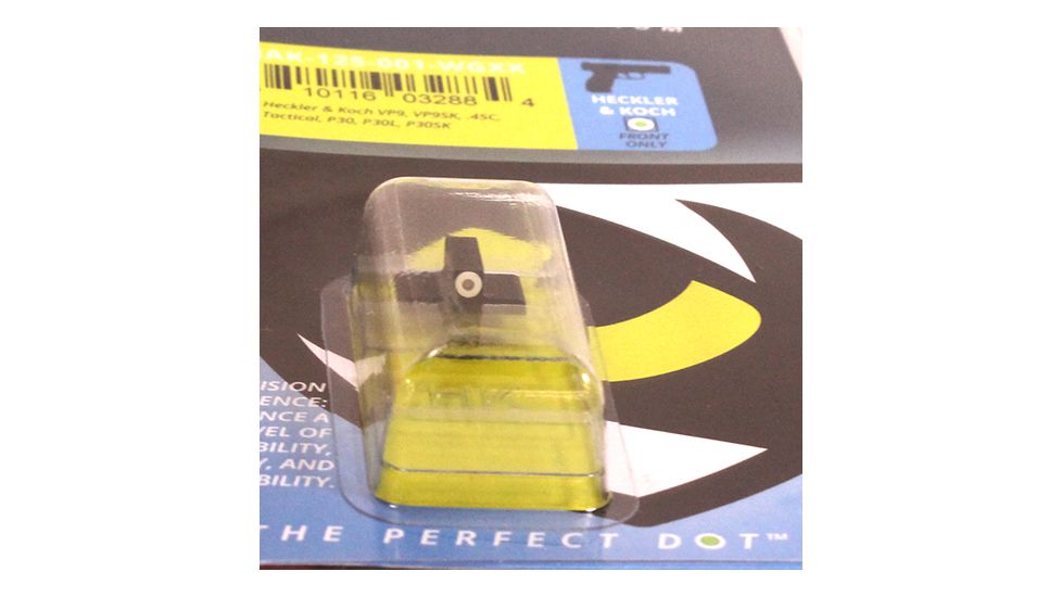 Night Fision Perfect Dot Front Night Sights for HK, White Front w/ Green Tritium, fits VP9, VP9SK, .45C, .45C Tactical, P30, P30L, P, HAK-125-001-WGXX