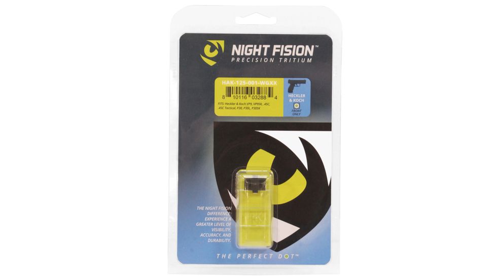 Night Fision Perfect Dot Front Night Sights for HK, White Front w/ Green Tritium, fits VP9, VP9SK, .45C, .45C Tactical, P30, P30L, P, HAK-125-001-WGXX